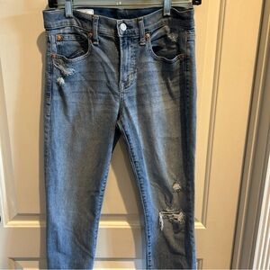 GAP Blue Skinny Jeans with Distressed Details